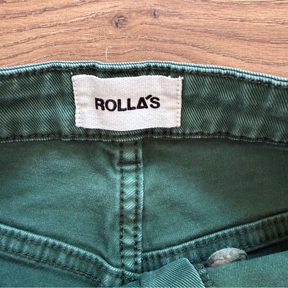 Rollas Jeans Women’s Size 28 Green High Rise Wide Leg Cropped Denim Pants - Picture 2 of 8